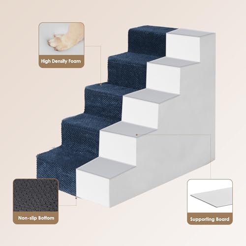 EHEYCIGA Dog Stairs for High Bed 25" H, Extra Wide Dog 5-Step - Image 3