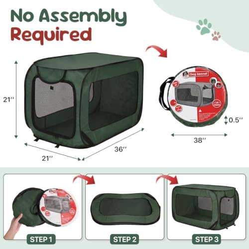 Portable Dog Crate 36" Collapsible Pop Up Dog Crate - Image 2