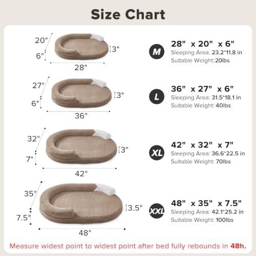 JOEJOY Orthopedic Dog Beds Large Sized Dog, Washable Waterproof Oval Large Dog - Image 2