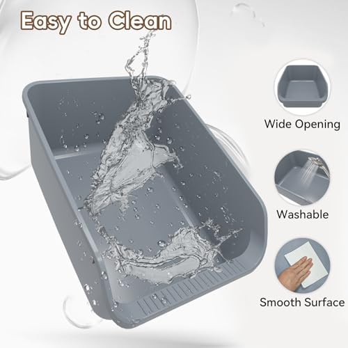 Large Cat Litter Box with High Sides, Durable Open Top Cat Litter Pan - Image 3