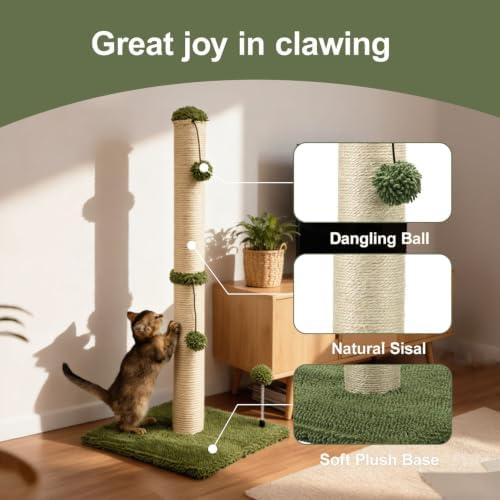 MECOOL 34“ Tall Cat Scratching Post Premium Basics Kitten Scratcher Sisal - Image 2