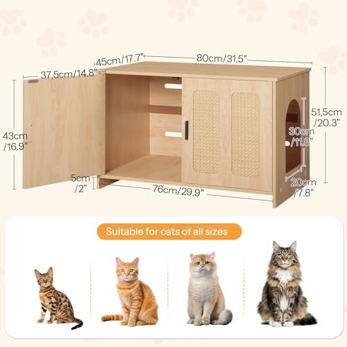 HOOBRO Farmhouse Cat Litter Box Enclosure, Hidden Litter Box Furniture - Image 2