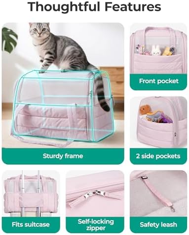 BAGSMART Cat Carrier Soft-Sided Puffy Quilted Collapsible Pet Travel Bag - Image 6