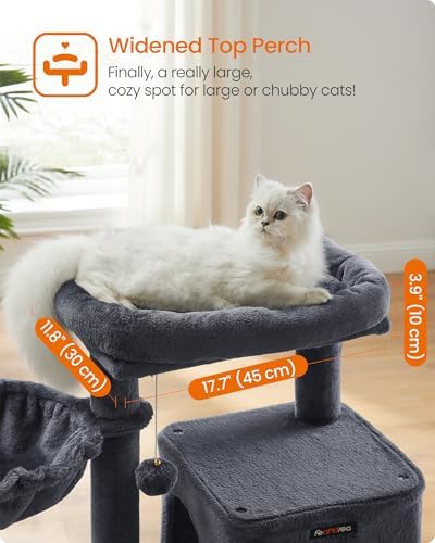 Feandrea Cat Tree, 37.8-Inch Tall Cat Tower, Smoky Gray - Image 5