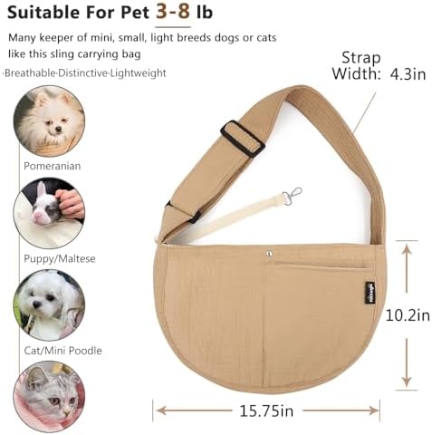 NATUYA Small Dog Cat Carrier Sling, Adjustable Canvas Pet Puppy Pouch - Image 2