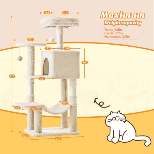 44 Inch Small Cat Tree Tower for Indoor Cats and Kittens - Image 2