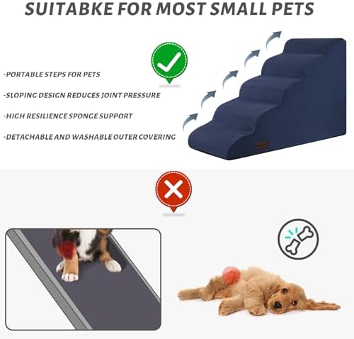 Aodisman Dog Stairs for High Bed, 5-Step Pet Ramp for Small Dogs and Cats - Image 5