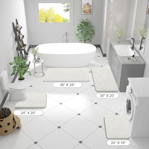 OLANLY Bathroom Runner Rugs 47x20, Extra Soft Absorbent Chenille Bath Rugs - Image 2