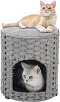 SETVSON Cat House for Indoor Cat, Small Handwoven PE Rattan Cave by SETVSON