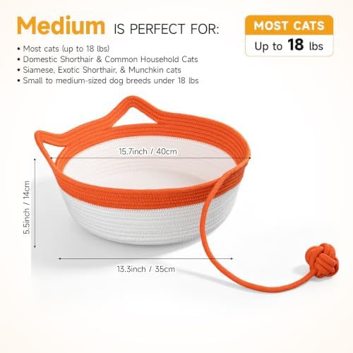 Cat Bed, Cotton Rope Instinct Basket - Image 2
