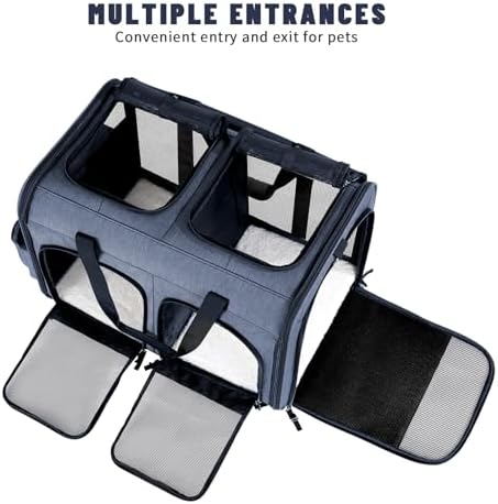 Cat Carrier for 2 Cats, Double Cat and Dual Dog Carrier Cabin for Two Pets - Image 3