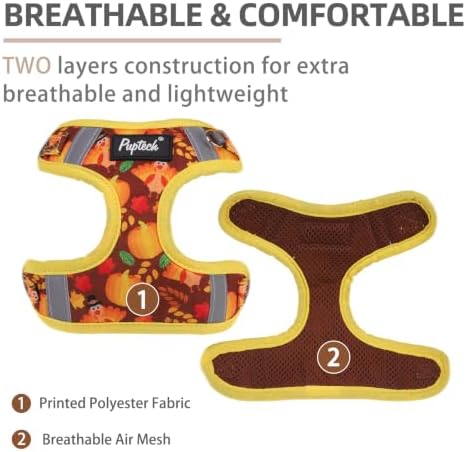 PUPTECK Thanksgiving Dog Harness and Leash Set Small Sized, Step in No Pull - Image 2