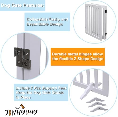 Dog Gate Wooden Freestanding Pet Gate 3 Panel 23.6" Heigh - Image 4