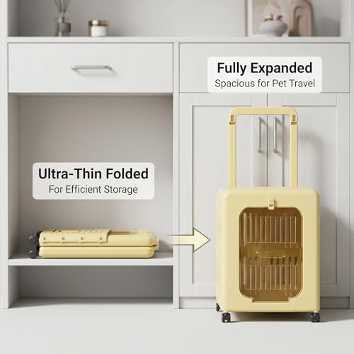 Collapsible Dog Travel Crate Rolling Cat Carrier, Large Cat Carrier - Image 3