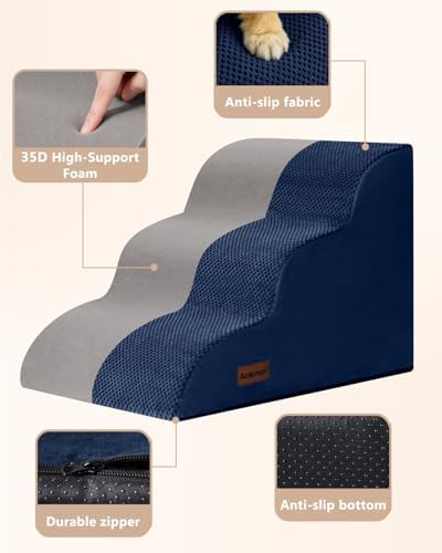 Aodisman Dog Stairs for Small Dogs, 3 Step Dog Ramp for Couch, Non-Slip Steps - Image 6