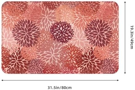 Red Flowers Bath Mat Non-Slip Soft Microfiber Bathroom Rugs Washable Bathmat - Image 3