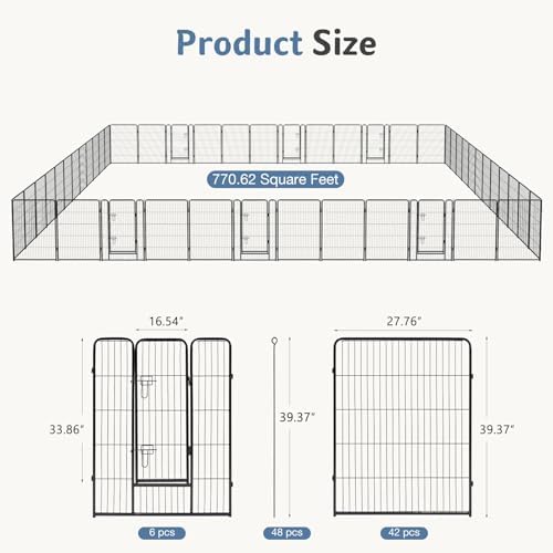 DUMOS Dog Playpen 40 Inch 48 Panels Indoor Outdoor Metal Pet Fence - Image 5