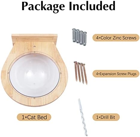 Wall-Mounted Wooden Cat Space, Cat Bed Capsule-Style Transparent Cover - Image 4