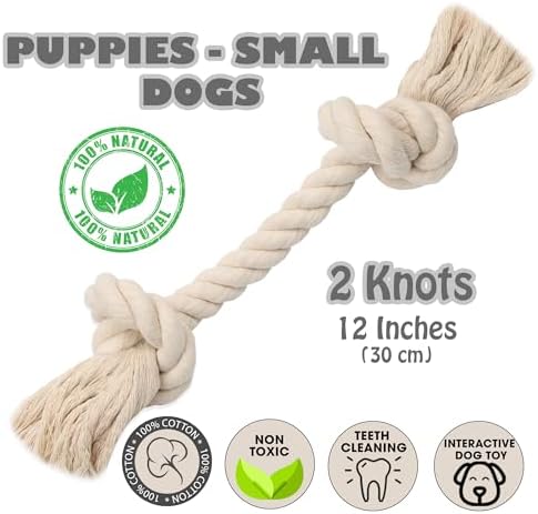 Barida Pet Supplies 100% Natural Cotton Rope Dog Toys, Premium White Cotton Dog - Image 2