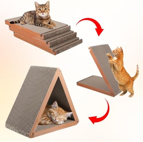 3-Sided Vertical Cat Scratching Post, Cat Scratcher Foldable, Triangle Cats - Image 3