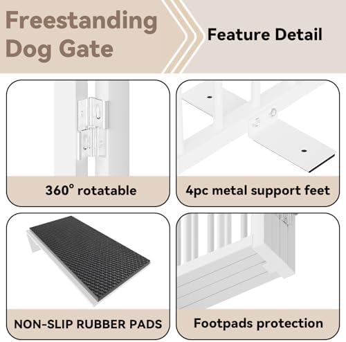 SNUOWU Full Metal Freestanding Dog Gate - Image 4