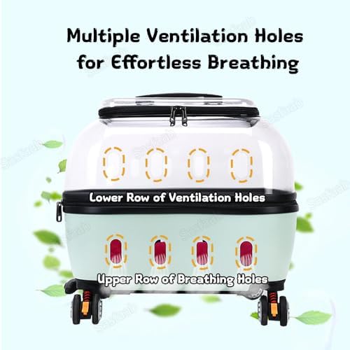 Cat Carrier with Wheels, Transparent Rolling Hard Shell Pet Carrier, Rolling - Image 5