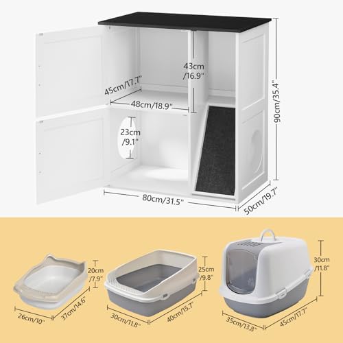 MAHANCRIS Litter Box Enclosure for 2 Cats, Hidden Litter Box Furniture - Image 3