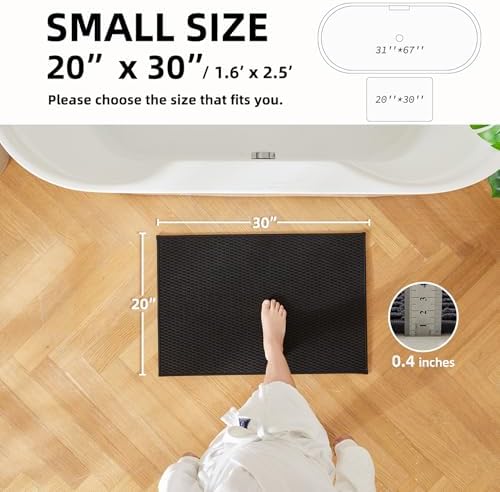 TYUU Black Bathroom Rugs Non Slip Washable, Super Absorbent Thin Bath Mat Quick - Image 2