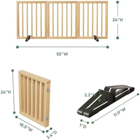 Dog Gate, Freestanding for Doorways, Pet Gates for Bedroom, 3 Panels - Image 2