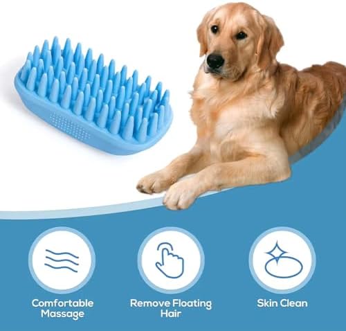 Dog Bath Brush, Pet Silicone Shampoo Brush, Rubber Shower Wash Curry Brush - Image 4