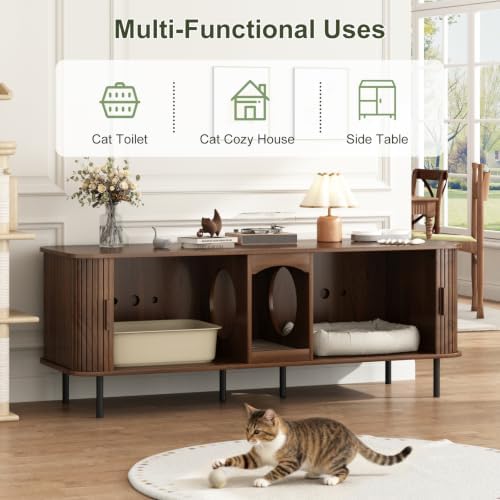 Double Cat Litter Box Enclosure Furniture - Image 5