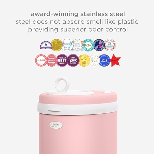 Ubbi Stainless Steel Diaper Pail, No Special Bag, Odor-Locking, Fig Blossom - Image 5