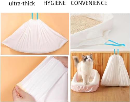100 Count Cat Drawstring Litter Box Liners 26.6x16.7 inches 2Mils Super Thick - Image 6
