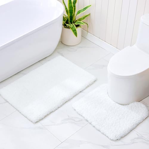 Disolla Toilet Rug 22x24 White, Non-Slip Soft Toilet Mat U-Shaped Washable - Image 6