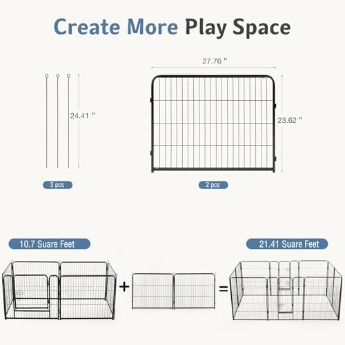 DUMOS Dog Playpen 2 Panels 24 Inch Indoor Outdoor Metal Pet Fence - Image 5