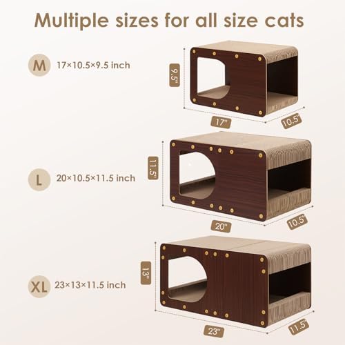 EHEYCIGA Cardboard Cat Scratcher House, 20-Inch Cat Scratch pad, Dark Brown - Image 6