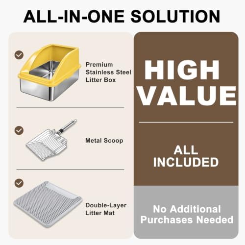 AIPERRO Stainless Steel Litter Box | XL Metal Cat Litter Boxes - Image 2