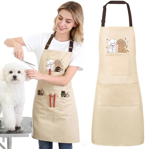 Dog Grooming Apron with 4 Pockets Grooming Apron by XLSXEXCL