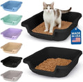 KittyGoHere Senior Cat Litter Box, Small Pan, 2 Pack Black by NE14pets
