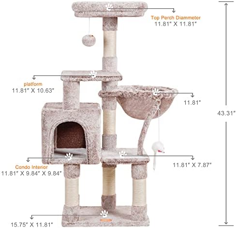 Heybly Cat Tree with Toy, 43.3 inch Cat Tower - Image 2