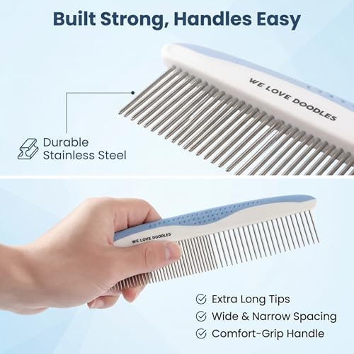 Metal Comb for Dogs, Dog Grooming Detangler Combs For Matted Hair, 2 Pack - Image 4