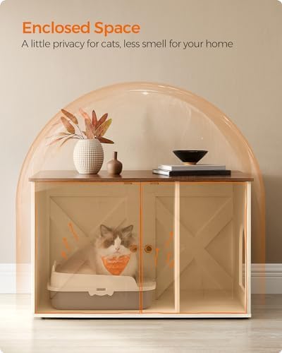 Feandrea Cat Litter Box Enclosure, End Table, 31.5 x 20.9 x 19.7 Inches - Image 4