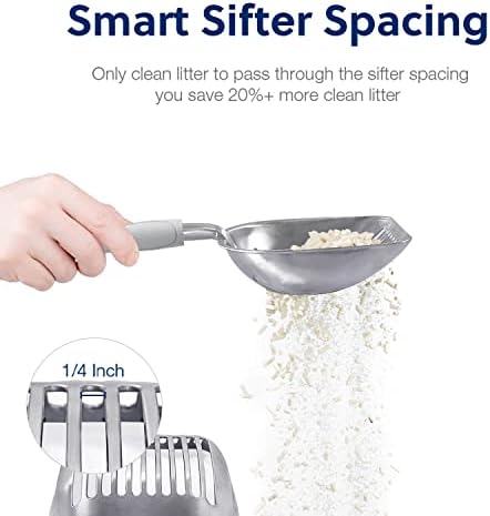WePet Cat Litter Scoop, Aluminum Alloy Sifter, Kitty Metal Scooper, Deep Shovel - Image 4