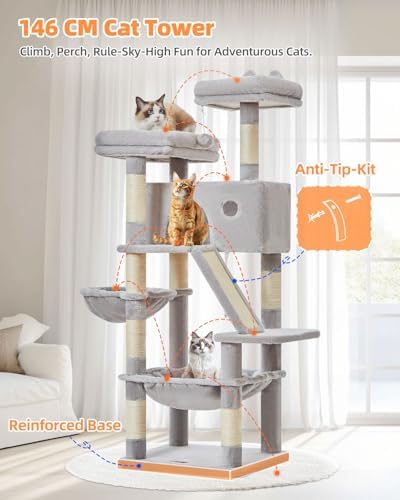 Taoqimiao Sturdy Cat Tree, 58In Cat Tower - Image 2