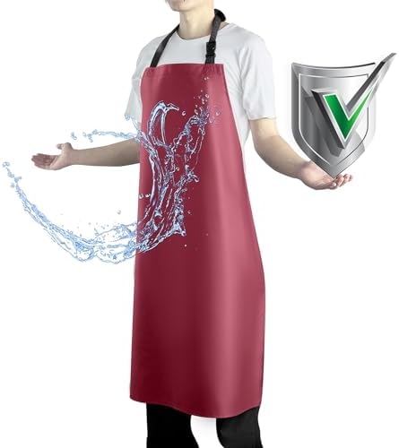 Waterproof Apron with Comfortable Adjustable Bib Rubber Vinyl Dishwasher Heavy by Vammcht