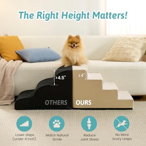 COZY KISS Dog Stairs for Small Dogs, 4 Step Pet Stairs for Beds & Couches - Image 2