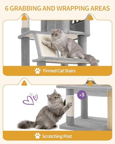 Hzuaneri Tall Cat Tree 84 Inch, Indoor Large Multi-Level Cat Tower - Image 5