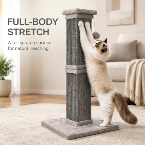 Vertical Cat Scratching Post for Indoor Cats, Sisal Scratch Tower - Image 2