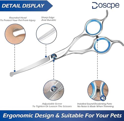 Curved Dog Grooming Scissors 7.28 inches Round Tips Pet Grooming Shears - Image 2