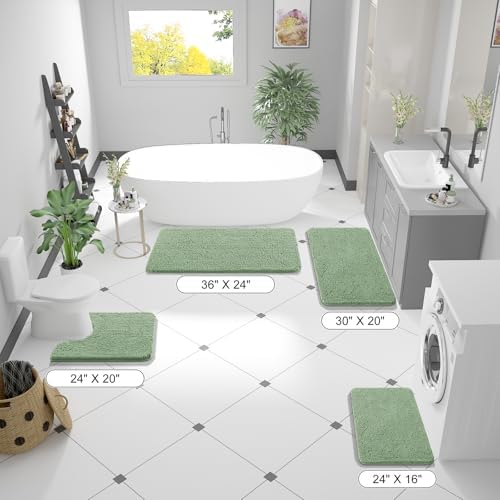 OLANLY Bathroom Runner Rugs 59x24, Extra Soft Absorbent Chenille Bath Rugs - Image 2